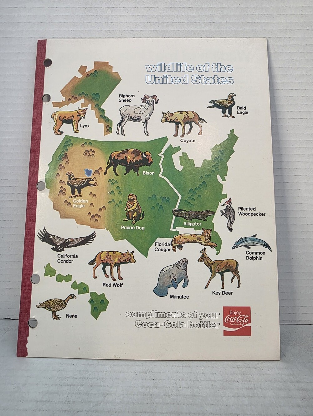 Vintage Coca Cola Ruled Notebook Wildlife Of The United States 1970's